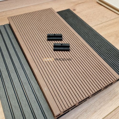 WPC teraszburkolat standard csokibarna műanyag klipszes rendszer