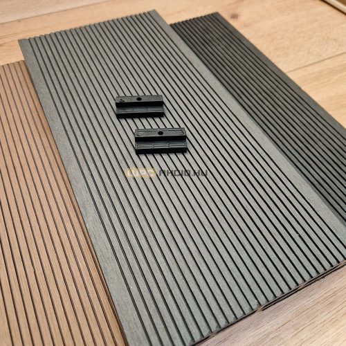 WPC teraszburkolat standard világos antracit műanyag klipszes rendszer