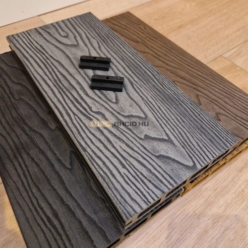 WPC teraszburkolat prémium famintás világos antracit műanyag klipszes rendszer