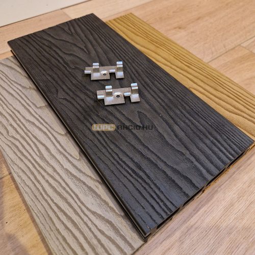 WPC teraszburkolat prémium famintás sötét antracit fém klipszes rendszer